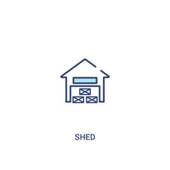 shed concept 2 colored icon. simple line element illustration. outline blue shed symbol. can be used for web and mobile ui/ux.