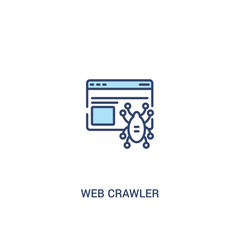 web crawler concept 2 colored icon. simple line element illustration. outline blue web crawler symbol. can be used for web and mobile ui/ux.