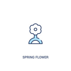 spring flower concept 2 colored icon. simple line element illustration. outline blue spring flower symbol. can be used for web and mobile ui/ux.