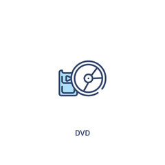 dvd concept 2 colored icon. simple line element illustration. outline blue dvd symbol. can be used for web and mobile ui/ux.