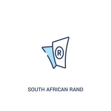 south african rand concept 2 colored icon. simple line element illustration. outline blue south african rand symbol. can be used for web and mobile ui/ux.