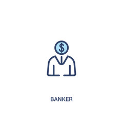 banker concept 2 colored icon. simple line element illustration. outline blue banker symbol. can be used for web and mobile ui/ux.