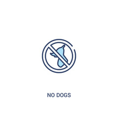 no dogs concept 2 colored icon. simple line element illustration. outline blue no dogs symbol. can be used for web and mobile ui/ux.