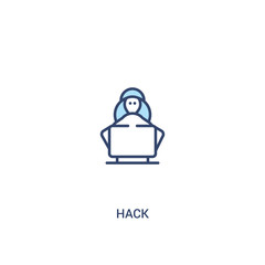 hack concept 2 colored icon. simple line element illustration. outline blue hack symbol. can be used for web and mobile ui/ux.