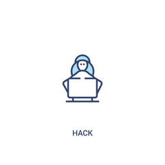 hack concept 2 colored icon. simple line element illustration. outline blue hack symbol. can be used for web and mobile ui/ux.