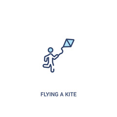 flying a kite concept 2 colored icon. simple line element illustration. outline blue flying a kite symbol. can be used for web and mobile ui/ux.