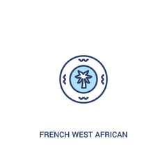 french west african franc concept 2 colored icon. simple line element illustration. outline blue french west african franc symbol. can be used for web and mobile ui/ux.
