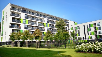 modern apartment building in the park