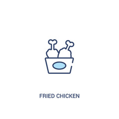 fried chicken concept 2 colored icon. simple line element illustration. outline blue fried chicken symbol. can be used for web and mobile ui/ux.