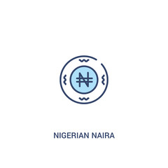 Obraz premium nigerian naira concept 2 colored icon. simple line element illustration. outline blue nigerian naira symbol. can be used for web and mobile ui/ux.