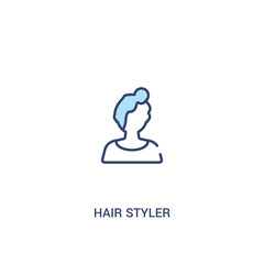 hair styler concept 2 colored icon. simple line element illustration. outline blue hair styler symbol. can be used for web and mobile ui/ux.