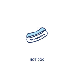 hot dog concept 2 colored icon. simple line element illustration. outline blue hot dog symbol. can be used for web and mobile ui/ux.