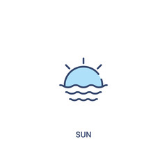 sun concept 2 colored icon. simple line element illustration. outline blue sun symbol. can be used for web and mobile ui/ux.