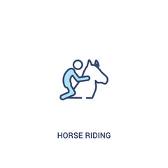 horse riding concept 2 colored icon. simple line element illustration. outline blue horse riding symbol. can be used for web and mobile ui/ux.