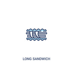 long sandwich concept 2 colored icon. simple line element illustration. outline blue long sandwich symbol. can be used for web and mobile ui/ux.