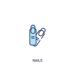 nails concept 2 colored icon. simple line element illustration. outline blue nails symbol. can be used for web and mobile ui/ux.