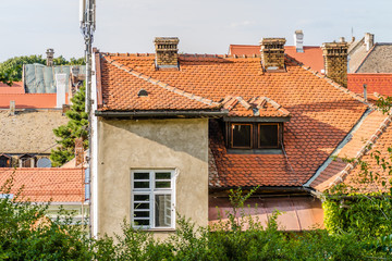 Petrovaradin, Serbia - July 17. 2019: Petrovaradin fortress. Panorama City Petrovaradin fortress with walls