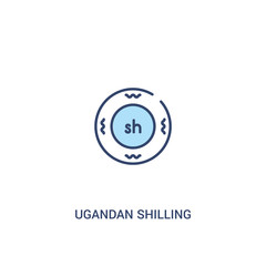 ugandan shilling concept 2 colored icon. simple line element illustration. outline blue ugandan shilling symbol. can be used for web and mobile ui/ux.