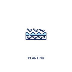 planting concept 2 colored icon. simple line element illustration. outline blue planting symbol. can be used for web and mobile ui/ux.