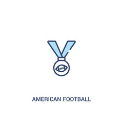american football medal concept 2 colored icon. simple line element illustration. outline blue american football medal symbol. can be used for web and mobile ui/ux.