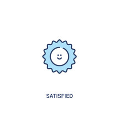 satisfied concept 2 colored icon. simple line element illustration. outline blue satisfied symbol. can be used for web and mobile ui/ux.