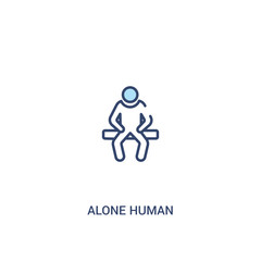 alone human concept 2 colored icon. simple line element illustration. outline blue alone human symbol. can be used for web and mobile ui/ux.