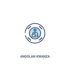 angolan kwanza concept 2 colored icon. simple line element illustration. outline blue angolan kwanza symbol. can be used for web and mobile ui/ux.