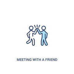 meeting with a friend concept 2 colored icon. simple line element illustration. outline blue meeting with a friend symbol. can be used for web and mobile ui/ux.
