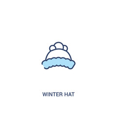 winter hat concept 2 colored icon. simple line element illustration. outline blue winter hat symbol. can be used for web and mobile ui/ux.