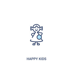 happy kids concept 2 colored icon. simple line element illustration. outline blue happy kids symbol. can be used for web and mobile ui/ux.