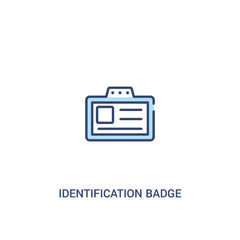identification badge concept 2 colored icon. simple line element illustration. outline blue identification badge symbol. can be used for web and mobile ui/ux.
