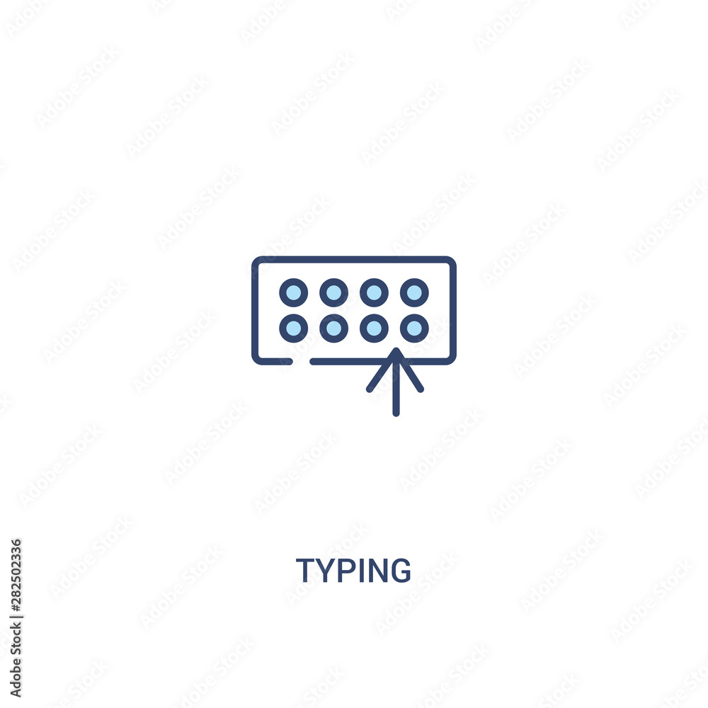 Poster typing concept 2 colored icon. simple line element illustration. outline blue typing symbol. can be 