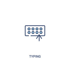typing concept 2 colored icon. simple line element illustration. outline blue typing symbol. can be used for web and mobile ui/ux.