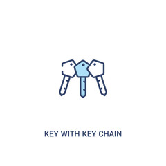 key with key chain concept 2 colored icon. simple line element illustration. outline blue key with chain symbol. can be used for web and mobile ui/ux.