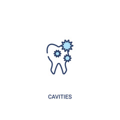 cavities concept 2 colored icon. simple line element illustration. outline blue cavities symbol. can be used for web and mobile ui/ux.