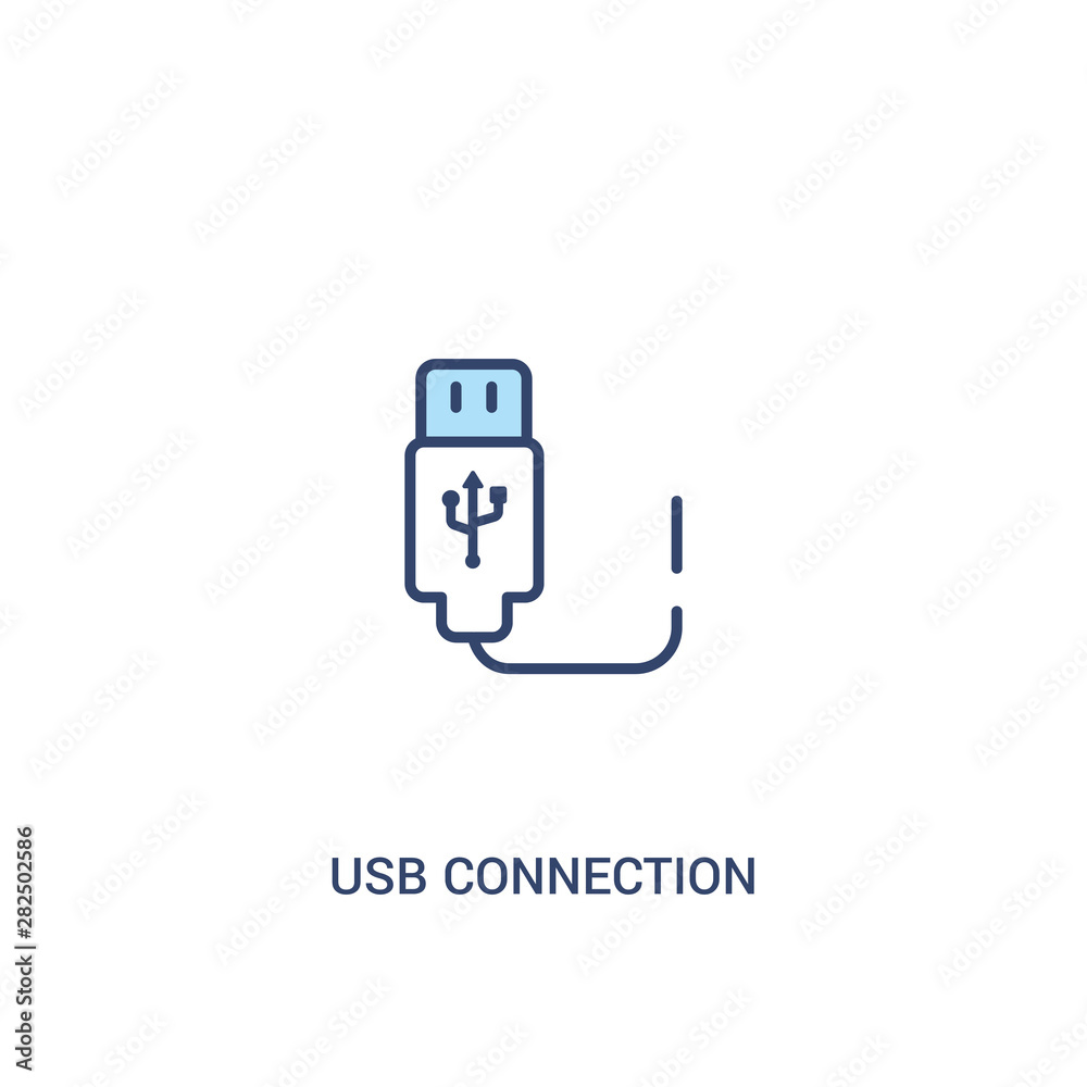 Poster usb connection concept 2 colored icon. simple line element illustration. outline blue usb connection