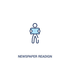 newspaper readign concept 2 colored icon. simple line element illustration. outline blue newspaper readign symbol. can be used for web and mobile ui/ux.