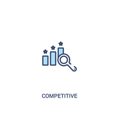 competitive concept 2 colored icon. simple line element illustration. outline blue competitive symbol. can be used for web and mobile ui/ux.