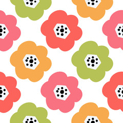 Flowers seamless pattern. Scandinavian style, vector illustration. Design for fabric, wrapping, textile, wallpaper, apparel.