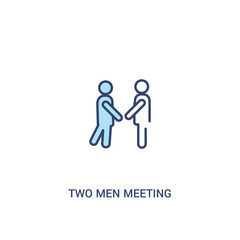 two men meeting concept 2 colored icon. simple line element illustration. outline blue two men meeting symbol. can be used for web and mobile ui/ux.