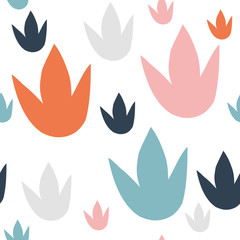 Flowers seamless pattern. Scandinavian style, vector illustration. Design for fabric, wrapping, textile, wallpaper, apparel.