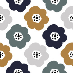 Flowers seamless pattern. Scandinavian style, vector illustration. Design for fabric, wrapping, textile, wallpaper, apparel.