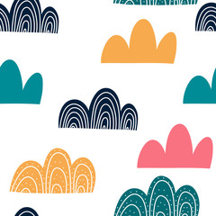 Clouds seamless pattern. Scandinavian style, vector illustration. Design for fabric, wrapping, textile, wallpaper, apparel.