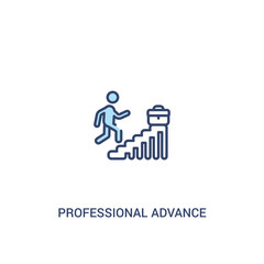 professional advance concept 2 colored icon. simple line element illustration. outline blue professional advance symbol. can be used for web and mobile ui/ux.