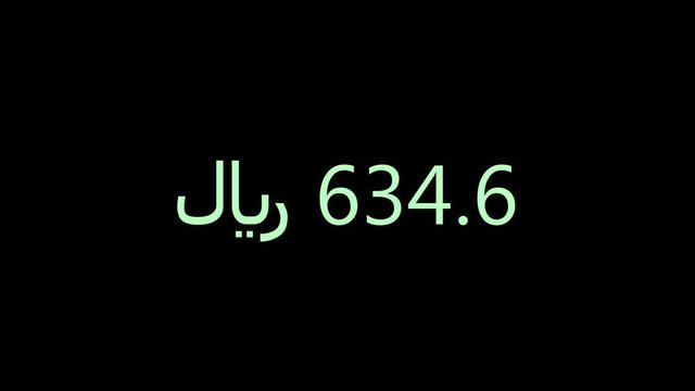 Increase money animation. Earning Saudi Riyal, increase in monetary gain  animation or rendering.