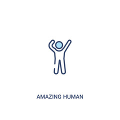 amazing human concept 2 colored icon. simple line element illustration. outline blue amazing human symbol. can be used for web and mobile ui/ux.