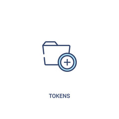 tokens concept 2 colored icon. simple line element illustration. outline blue tokens symbol. can be used for web and mobile ui/ux.