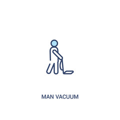 man vacuum concept 2 colored icon. simple line element illustration. outline blue man vacuum symbol. can be used for web and mobile ui/ux.