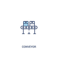 conveyor concept 2 colored icon. simple line element illustration. outline blue conveyor symbol. can be used for web and mobile ui/ux.