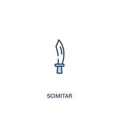 scimitar concept 2 colored icon. simple line element illustration. outline blue scimitar symbol. can be used for web and mobile ui/ux.